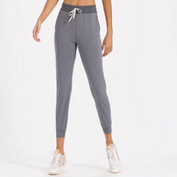 Vuori Pants - VUORI Women's Lux Rib Performance Jogger, White & Gray Rib, Size S